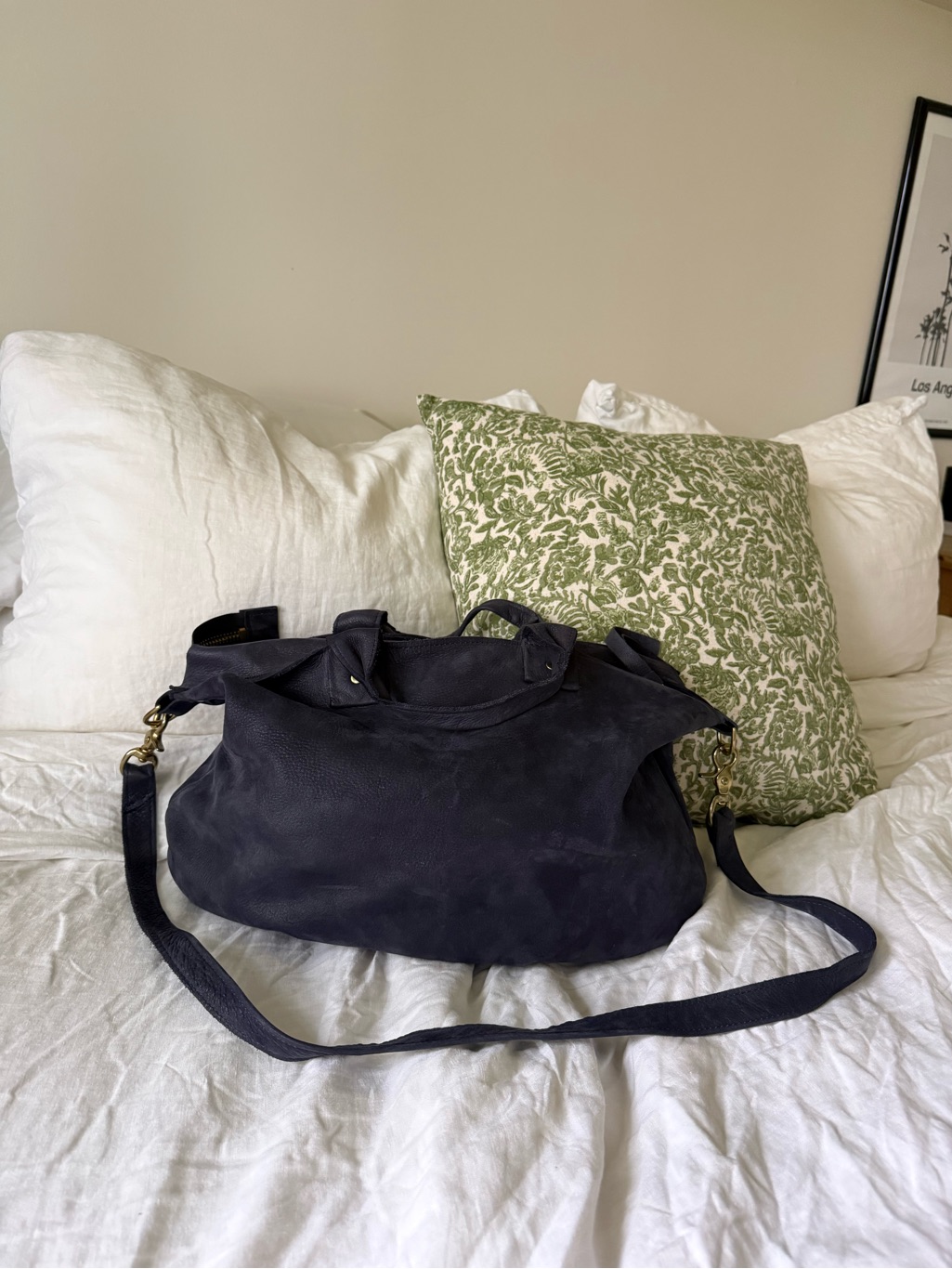 Clare V. Vintage Navy Suede Crossbody Bag